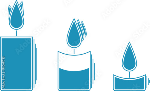 burning candles with wax, fire and light