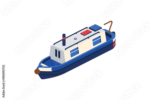 Narrowboat Canal Boat Illustration
