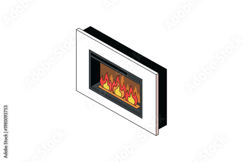 Modern Fireplace With Flames