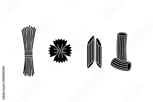 Assorted Pasta Shapes Silhouette