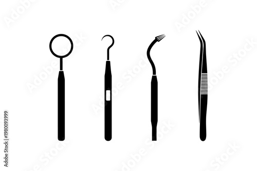 Essential Dental Tools Silhouettes