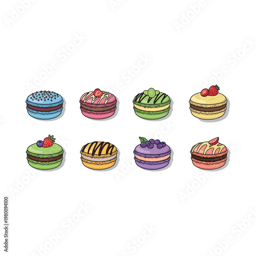 Colorful Macarons With Various Toppings.