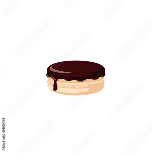 Chocolate cake with brown icing.