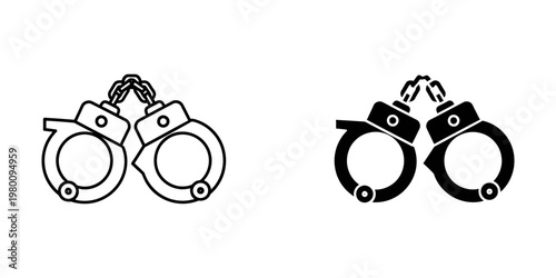 handcuffs icon set isolated on white background flat design vector illustration
