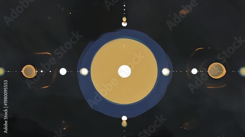 Abstract Solar System Illustration of Planets Aligned in Dark Space Celestial Concept