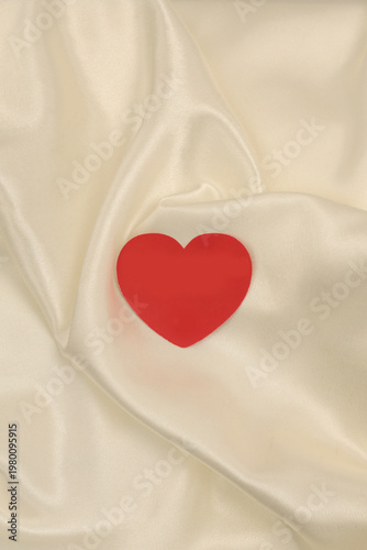 Wallpaper Mural Beige white pearl wave silk fabric with heart frame card. Abstract texture copy space background. Torontodigital.ca