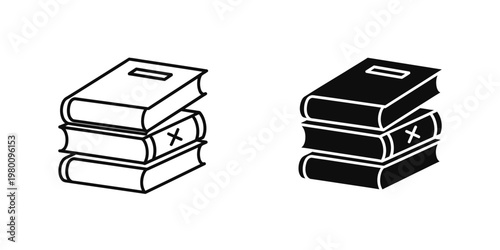 stack of banned or forbidden books vector illustration with crossed out symbol flat design