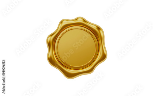 Golden wax seal stamp isolated on transparent background