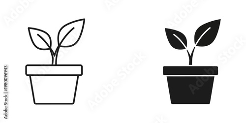 empty and full plant pot growth stages flat design vector illustration