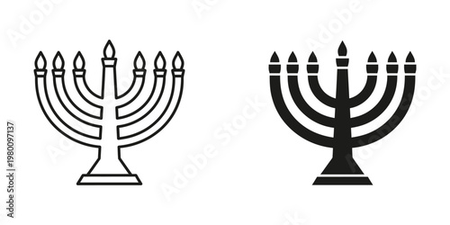 minimalist hanukkah menorah candles flat design vector illustration