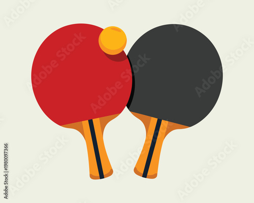 Two table tennis paddles and ball with ping pong activity equipment illustration competition recreation sporting athletic competitive