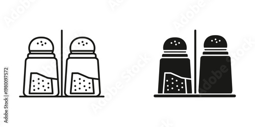 set of two salt and pepper shakers flat design vector illustration