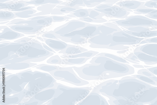 White water wave light surface overlay background with 3D clear ocean surface pattern and reflection effect. Abstract bright swimming pool water ripples with caustic light, sun rays, and texture.