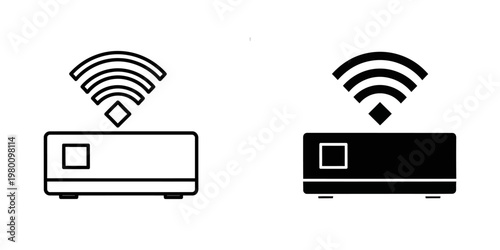 dual wifi routers signal transmission flat design vector illustration