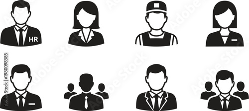 Diverse group of faceless silhouette portraits representing anonymity business and human connection in a modern style