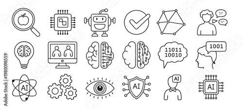 Artificial intelligence technology and science icons