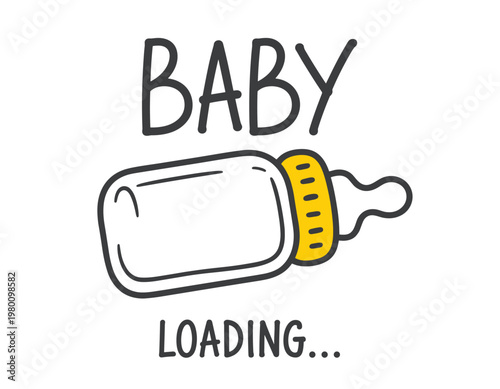Baby loading with baby bottle illustration pregnant