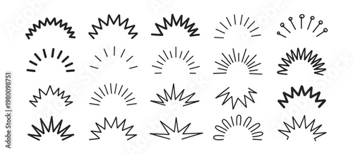 Collection of Hand Drawn Sunburst and Burst Icons rays