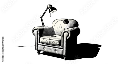 Cozy armchair with reading lamp in a modern living room setting