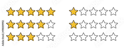 Star rating system with filled and empty stars review