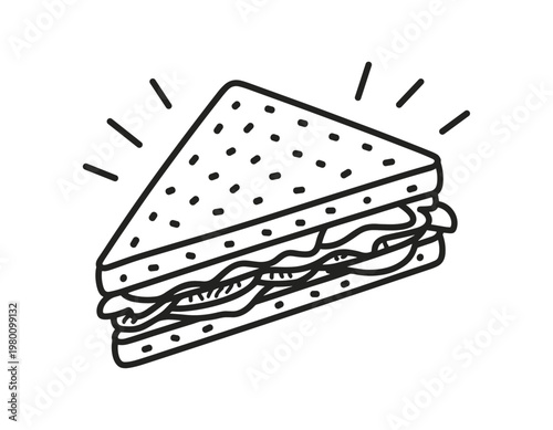 Triangle sandwich with radiating lines food meal