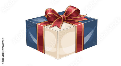 Festive gift box with ribbon on a for celebration