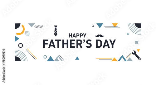 Happy fathers day greeting card with geometric design elements