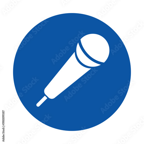 Icon of a Microphone on a Circular Background for Music and Event Themes
