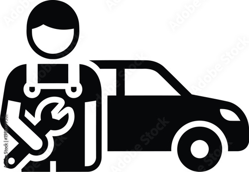 Labor day mechanic icon celebrating workers automotive professionals