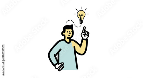 Man with hand pointing up thinking.