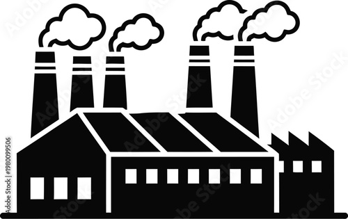 Labor day icon industrial factory silhouette celebrating workers and american labor