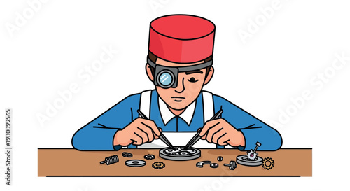 Man working with watch parts.