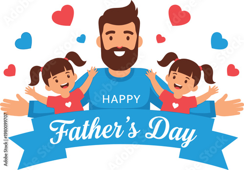 Happy father's day loving dad with children a heartwarming family celebration image