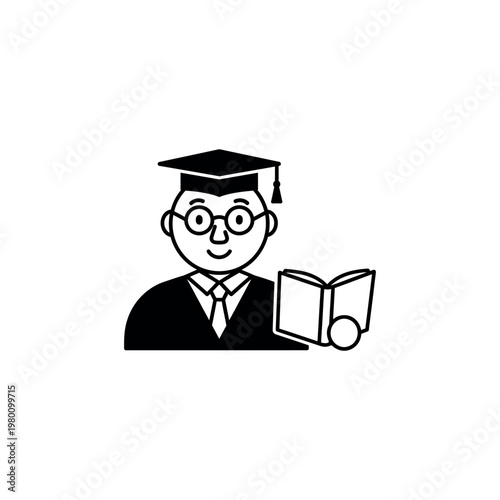 Graduated man wearing glasses smiling.
