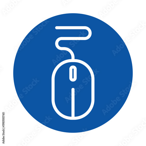 Modern Computer Mouse Symbol on Blue Background for Digital Design