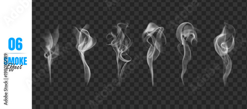 Realistic Smoke Effect Vector Collection, 06 Transparent White Smoke Plumes, Fog and Steam Elements