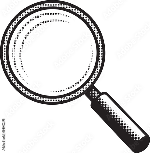magnifying glass black line art