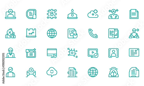 Medical and Healthcare Technology Thin Line Icon Set for UI/UX Design