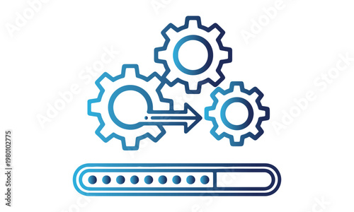 System Update and Process Automation Concept with Gears and Progress Bar