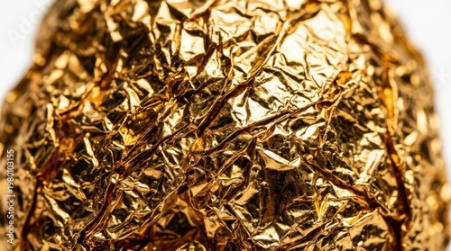 Golden Wrapped Treat: Close-up of a delectable confection cloaked in shimmering golden foil. The image captures the enticing textures and exquisite details.