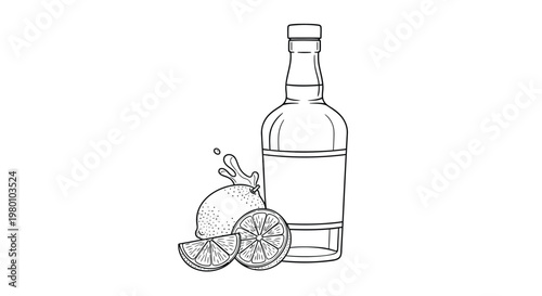 Cinco de Mayo line art emblem, Mexican holiday celebration badge with sombrero and maracas, minimalist black and white circular vector icon