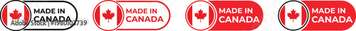 Made in Canada labels set with maple leaf icon