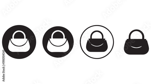 Set of four minimalist handbag icons in flat design for fashion and retail branding