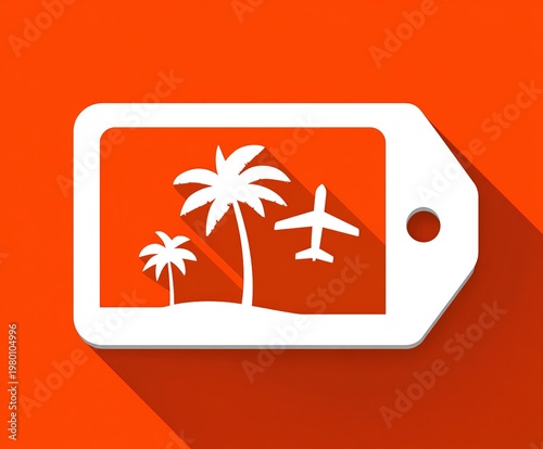 Airline Tag with Palm Trees and Airplane Icon