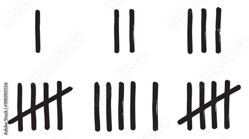 Minimalist tally marks count set in chalk on clean Transparent Background for data tracking and education
