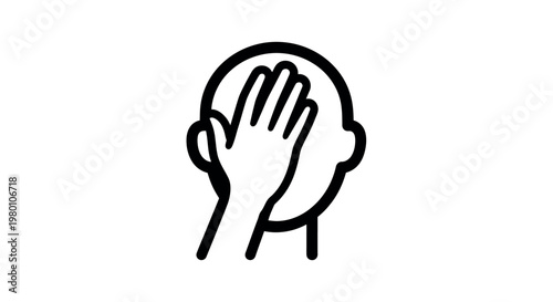 Hand covering a human head.