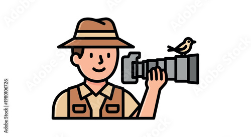 Man holding a camera outdoors smiling.