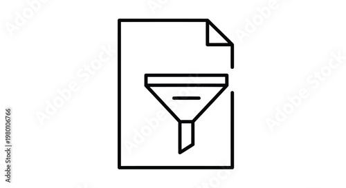 Document, file, funnel icon, sales process, marketing symbol, vector illustration