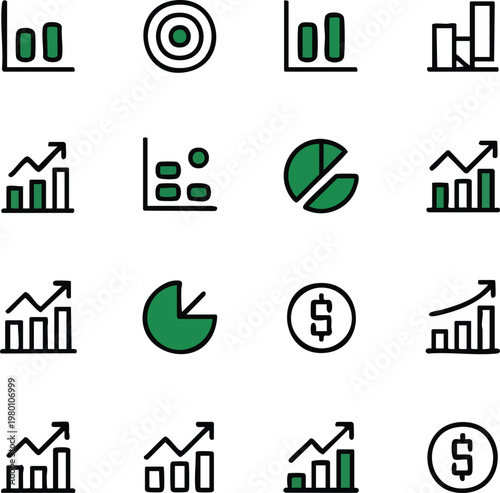 Business Growth and Data Analytics Icon Set