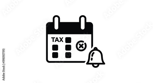 Tax calendar icon, tax deadline reminder, financial planning vector, business schedule symbol